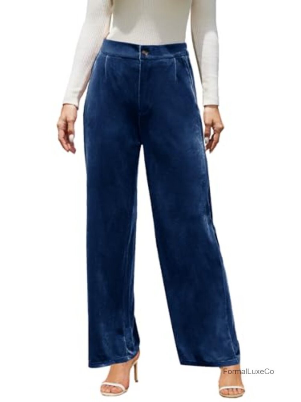 Velvet Wide Leg Palazzo Pants High Waisted Stretchy Dress Pants